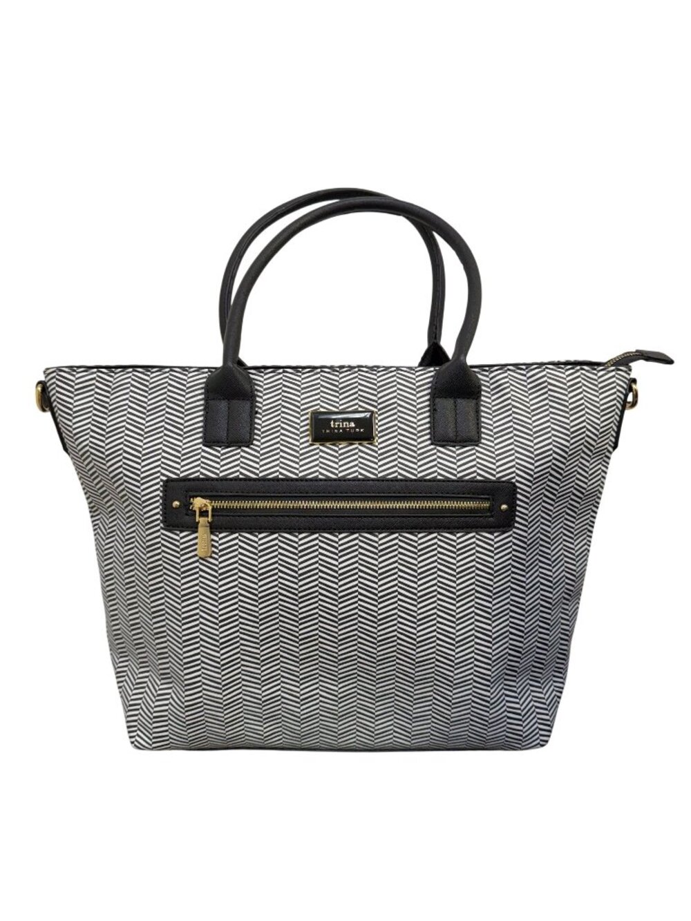 Trina Turk Black & White Chevron Large Tote